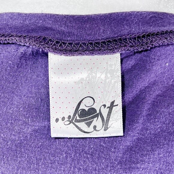 Lost Short Sleeve Graphic Tee | Purple | Crew Neck | Small | Novelty | Y2K - Picture 10 of 12